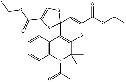 diethyl 6'-acetyl-5',5'-dimethyl-5',6'-dihydrospiro[1,3-dithiole-2,1'-(1'H)-thiopyrano[2,3-c]quinoline]-3',4-dicarboxylate 구조식 이미지