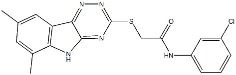 N-(3-chlorophenyl)-2-[(6,8-dimethyl-5H-[1,2,4]triazino[5,6-b]indol-3-yl)sulfanyl]acetamide 구조식 이미지