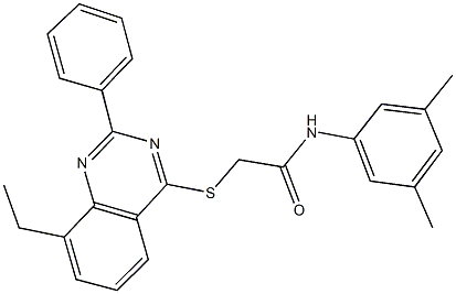 N-(3,5-dimethylphenyl)-2-[(8-ethyl-2-phenyl-4-quinazolinyl)sulfanyl]acetamide 구조식 이미지