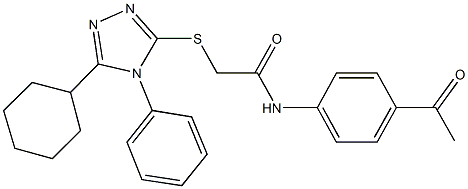 N-(4-acetylphenyl)-2-[(5-cyclohexyl-4-phenyl-4H-1,2,4-triazol-3-yl)sulfanyl]acetamide 구조식 이미지