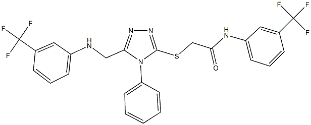 2-[(4-phenyl-5-{[3-(trifluoromethyl)anilino]methyl}-4H-1,2,4-triazol-3-yl)sulfanyl]-N-[3-(trifluoromethyl)phenyl]acetamide 구조식 이미지