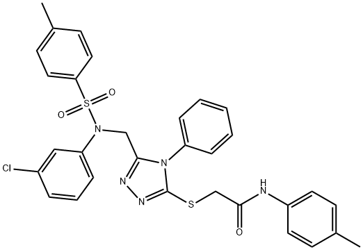 2-{[5-({3-chloro[(4-methylphenyl)sulfonyl]anilino}methyl)-4-phenyl-4H-1,2,4-triazol-3-yl]sulfanyl}-N-(4-methylphenyl)acetamide Structure