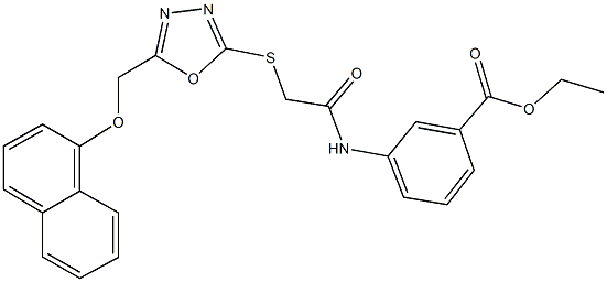 ethyl 3-{[({5-[(1-naphthyloxy)methyl]-1,3,4-oxadiazol-2-yl}sulfanyl)acetyl]amino}benzoate 구조식 이미지