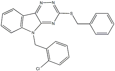 benzyl 5-(2-chlorobenzyl)-5H-[1,2,4]triazino[5,6-b]indol-3-yl sulfide 구조식 이미지