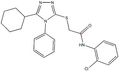 N-(2-chlorophenyl)-2-[(5-cyclohexyl-4-phenyl-4H-1,2,4-triazol-3-yl)sulfanyl]acetamide 구조식 이미지