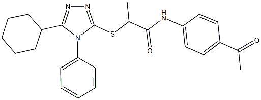 N-(4-acetylphenyl)-2-[(5-cyclohexyl-4-phenyl-4H-1,2,4-triazol-3-yl)sulfanyl]propanamide 구조식 이미지