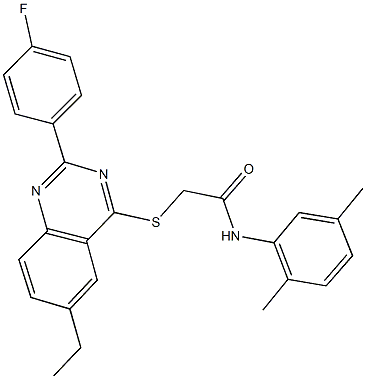 N-(2,5-dimethylphenyl)-2-{[6-ethyl-2-(4-fluorophenyl)-4-quinazolinyl]sulfanyl}acetamide 구조식 이미지