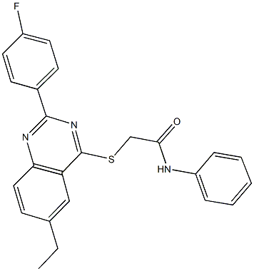 2-{[6-ethyl-2-(4-fluorophenyl)-4-quinazolinyl]sulfanyl}-N-phenylacetamide 구조식 이미지