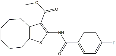 methyl 2-[(4-fluorobenzoyl)amino]-4,5,6,7,8,9-hexahydrocycloocta[b]thiophene-3-carboxylate 구조식 이미지