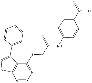 N-{4-nitrophenyl}-2-[(5-phenylthieno[2,3-d]pyrimidin-4-yl)sulfanyl]acetamide 구조식 이미지