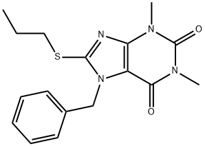 7-benzyl-1,3-dimethyl-8-(propylthio)-3,7-dihydro-1H-purine-2,6-dione 구조식 이미지