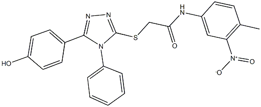 N-{3-nitro-4-methylphenyl}-2-{[5-(4-hydroxyphenyl)-4-phenyl-4H-1,2,4-triazol-3-yl]sulfanyl}acetamide 구조식 이미지