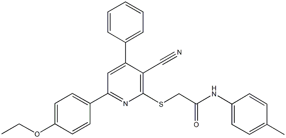2-{[3-cyano-6-(4-ethoxyphenyl)-4-phenyl-2-pyridinyl]sulfanyl}-N-(4-methylphenyl)acetamide 구조식 이미지