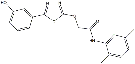 N-(2,5-dimethylphenyl)-2-{[5-(3-hydroxyphenyl)-1,3,4-oxadiazol-2-yl]sulfanyl}acetamide 구조식 이미지