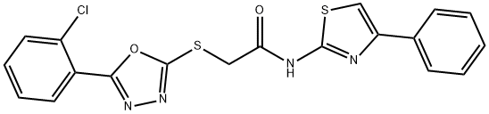 2-{[5-(2-chlorophenyl)-1,3,4-oxadiazol-2-yl]sulfanyl}-N-(4-phenyl-1,3-thiazol-2-yl)acetamide Structure