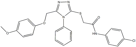 N-(4-chlorophenyl)-2-({5-[(4-methoxyphenoxy)methyl]-4-phenyl-4H-1,2,4-triazol-3-yl}sulfanyl)acetamide 구조식 이미지