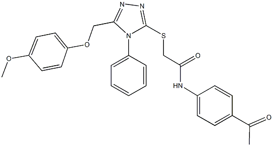 N-(4-acetylphenyl)-2-({5-[(4-methoxyphenoxy)methyl]-4-phenyl-4H-1,2,4-triazol-3-yl}sulfanyl)acetamide Structure