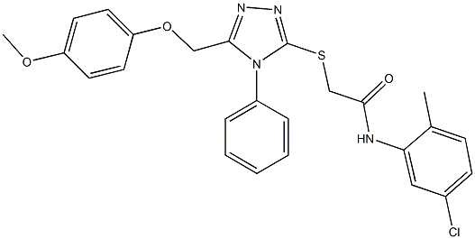 N-(5-chloro-2-methylphenyl)-2-({5-[(4-methoxyphenoxy)methyl]-4-phenyl-4H-1,2,4-triazol-3-yl}sulfanyl)acetamide 구조식 이미지