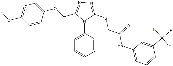 2-({5-[(4-methoxyphenoxy)methyl]-4-phenyl-4H-1,2,4-triazol-3-yl}sulfanyl)-N-[3-(trifluoromethyl)phenyl]acetamide 구조식 이미지