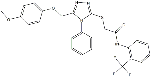 2-({5-[(4-methoxyphenoxy)methyl]-4-phenyl-4H-1,2,4-triazol-3-yl}sulfanyl)-N-[2-(trifluoromethyl)phenyl]acetamide 구조식 이미지