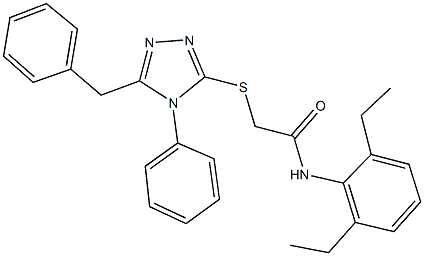 2-[(5-benzyl-4-phenyl-4H-1,2,4-triazol-3-yl)sulfanyl]-N-(2,6-diethylphenyl)acetamide Structure