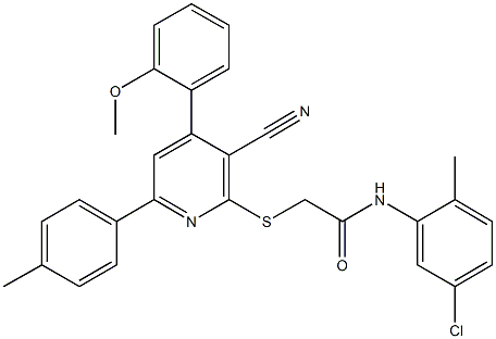 N-(5-chloro-2-methylphenyl)-2-{[3-cyano-4-(2-methoxyphenyl)-6-(4-methylphenyl)-2-pyridinyl]sulfanyl}acetamide 구조식 이미지