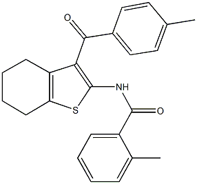 2-methyl-N-[3-(4-methylbenzoyl)-4,5,6,7-tetrahydro-1-benzothien-2-yl]benzamide Structure