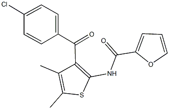 N-{3-[(4-chlorophenyl)carbonyl]-4,5-dimethylthien-2-yl}furan-2-carboxamide 구조식 이미지