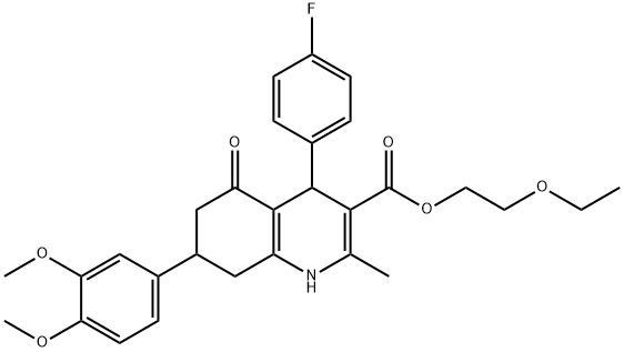2-ethoxyethyl 7-(3,4-dimethoxyphenyl)-4-(4-fluorophenyl)-2-methyl-5-oxo-1,4,5,6,7,8-hexahydro-3-quinolinecarboxylate 구조식 이미지