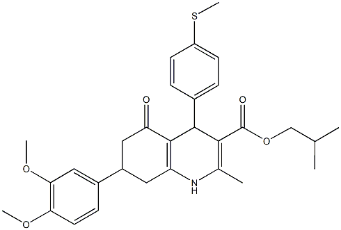 isobutyl 7-(3,4-dimethoxyphenyl)-2-methyl-4-[4-(methylsulfanyl)phenyl]-5-oxo-1,4,5,6,7,8-hexahydro-3-quinolinecarboxylate Structure