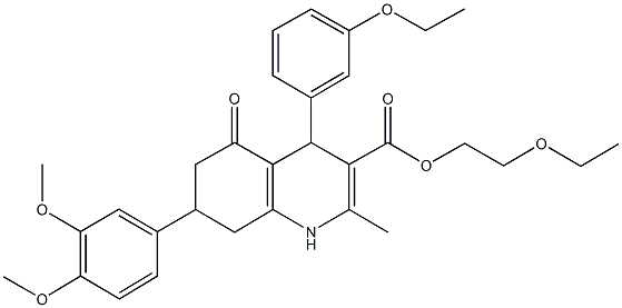 2-ethoxyethyl 7-(3,4-dimethoxyphenyl)-4-(3-ethoxyphenyl)-2-methyl-5-oxo-1,4,5,6,7,8-hexahydro-3-quinolinecarboxylate 구조식 이미지