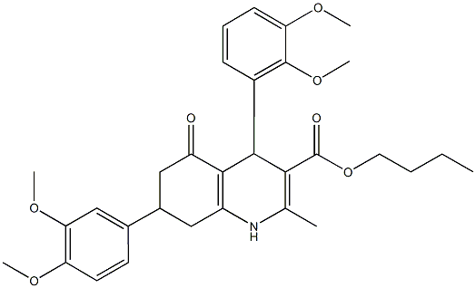 butyl 4-(2,3-dimethoxyphenyl)-7-(3,4-dimethoxyphenyl)-2-methyl-5-oxo-1,4,5,6,7,8-hexahydro-3-quinolinecarboxylate Structure