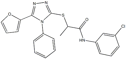 N-(3-chlorophenyl)-2-{[5-(2-furyl)-4-phenyl-4H-1,2,4-triazol-3-yl]sulfanyl}propanamide 구조식 이미지
