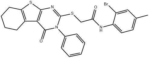 N-(2-bromo-4-methylphenyl)-2-[(4-oxo-3-phenyl-3,4,5,6,7,8-hexahydro[1]benzothieno[2,3-d]pyrimidin-2-yl)sulfanyl]acetamide 구조식 이미지