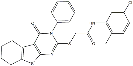 N-(5-chloro-2-methylphenyl)-2-[(4-oxo-3-phenyl-3,4,5,6,7,8-hexahydro[1]benzothieno[2,3-d]pyrimidin-2-yl)sulfanyl]acetamide Structure