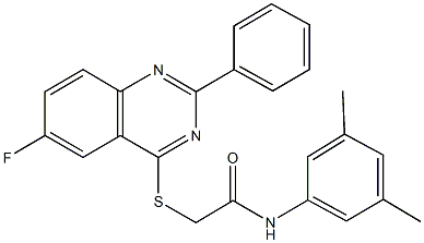 N-(3,5-dimethylphenyl)-2-[(6-fluoro-2-phenyl-4-quinazolinyl)sulfanyl]acetamide 구조식 이미지