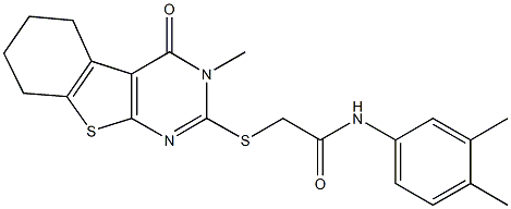 N-(3,4-dimethylphenyl)-2-[(3-methyl-4-oxo-3,4,5,6,7,8-hexahydro[1]benzothieno[2,3-d]pyrimidin-2-yl)sulfanyl]acetamide 구조식 이미지