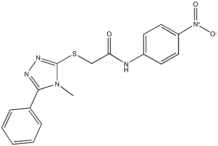 N-{4-nitrophenyl}-2-[(4-methyl-5-phenyl-4H-1,2,4-triazol-3-yl)sulfanyl]acetamide 구조식 이미지