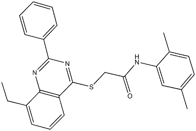 N-(2,5-dimethylphenyl)-2-[(8-ethyl-2-phenyl-4-quinazolinyl)sulfanyl]acetamide 구조식 이미지