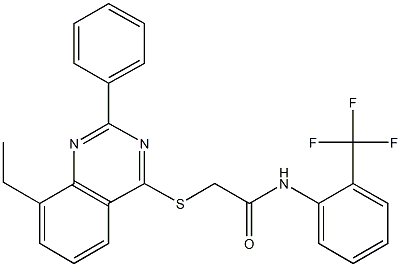 2-[(8-ethyl-2-phenyl-4-quinazolinyl)sulfanyl]-N-[2-(trifluoromethyl)phenyl]acetamide 구조식 이미지