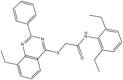 N-(2,6-diethylphenyl)-2-[(8-ethyl-2-phenyl-4-quinazolinyl)sulfanyl]acetamide 구조식 이미지