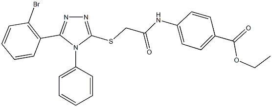 ethyl 4-[({[5-(2-bromophenyl)-4-phenyl-4H-1,2,4-triazol-3-yl]sulfanyl}acetyl)amino]benzoate Structure