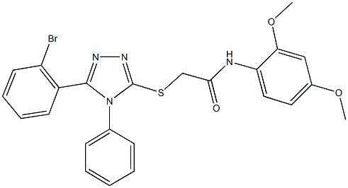 2-{[5-(2-bromophenyl)-4-phenyl-4H-1,2,4-triazol-3-yl]sulfanyl}-N-(2,4-dimethoxyphenyl)acetamide 구조식 이미지