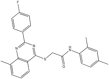 N-(2,4-dimethylphenyl)-2-{[2-(4-fluorophenyl)-8-methyl-4-quinazolinyl]sulfanyl}acetamide 구조식 이미지