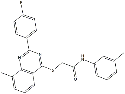 2-{[2-(4-fluorophenyl)-8-methyl-4-quinazolinyl]sulfanyl}-N-(3-methylphenyl)acetamide 구조식 이미지