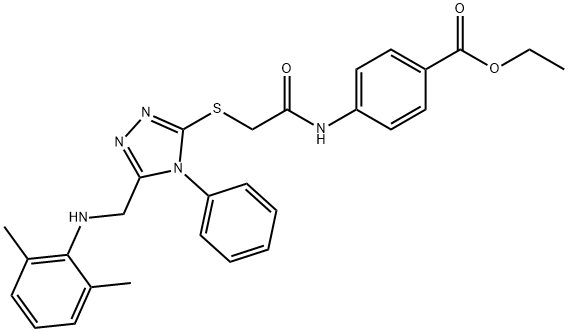 ethyl 4-{[({5-[(2,6-dimethylanilino)methyl]-4-phenyl-4H-1,2,4-triazol-3-yl}sulfanyl)acetyl]amino}benzoate 구조식 이미지