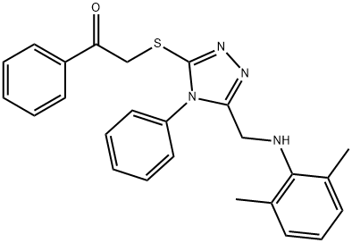 2-({5-[(2,6-dimethylanilino)methyl]-4-phenyl-4H-1,2,4-triazol-3-yl}sulfanyl)-1-phenylethanone 구조식 이미지