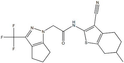 N-(3-cyano-6-methyl-4,5,6,7-tetrahydro-1-benzothien-2-yl)-2-(3-(trifluoromethyl)-5,6-dihydrocyclopenta[c]pyrazol-1(4H)-yl)acetamide Structure