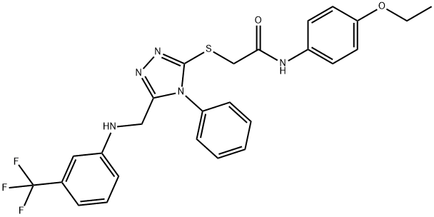 N-(4-ethoxyphenyl)-2-[(4-phenyl-5-{[3-(trifluoromethyl)anilino]methyl}-4H-1,2,4-triazol-3-yl)sulfanyl]acetamide 구조식 이미지