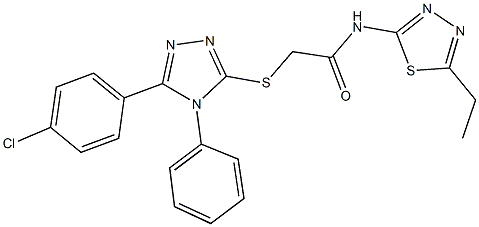 2-{[5-(4-chlorophenyl)-4-phenyl-4H-1,2,4-triazol-3-yl]sulfanyl}-N-(5-ethyl-1,3,4-thiadiazol-2-yl)acetamide Structure